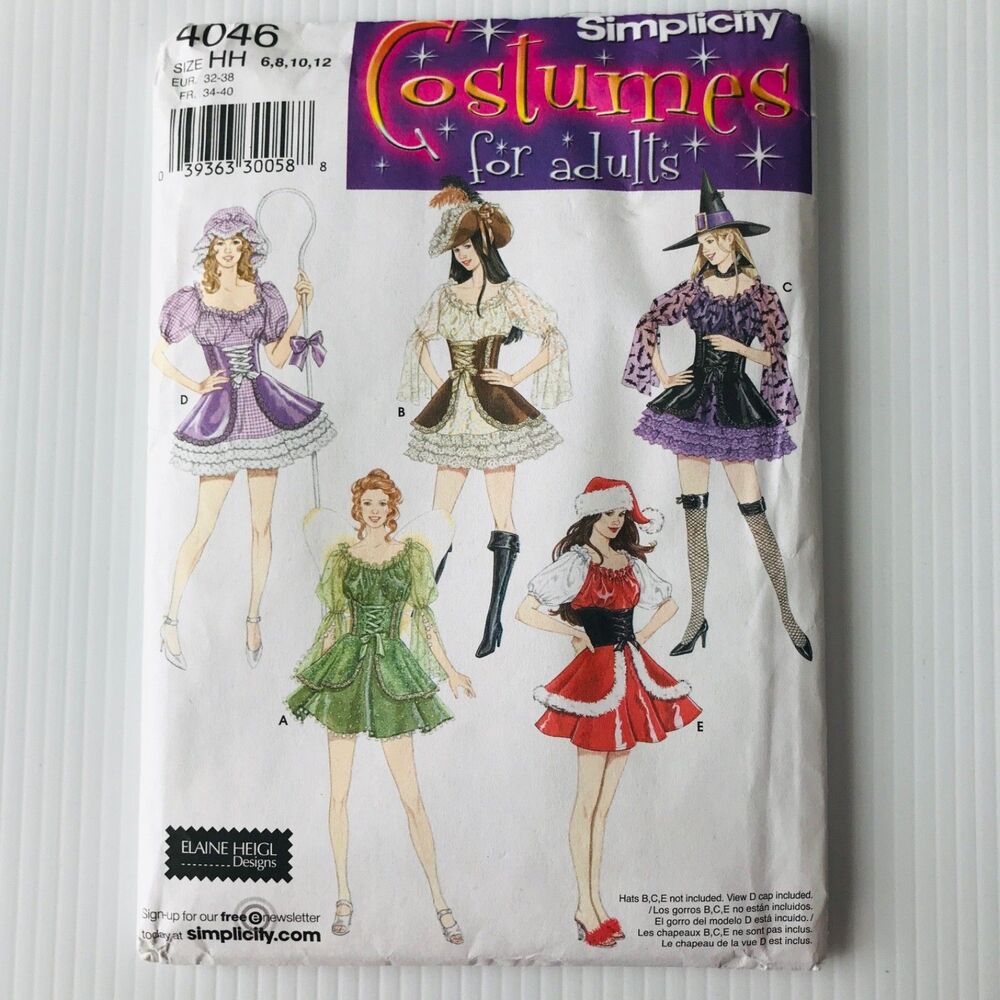 Simplicity Costume Sewing Pattern 4046 Sexy Witch Pirate Mrs Claus 6-12 Uncut